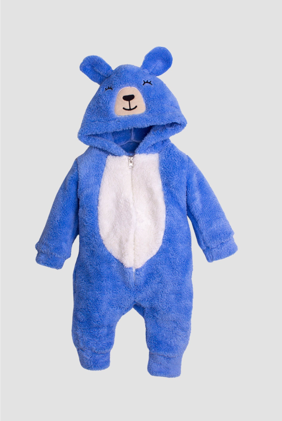 Unisex Bebek Peluş Kapüşonlu Sevimli Ayıcık Tulum 0-12 Ay
